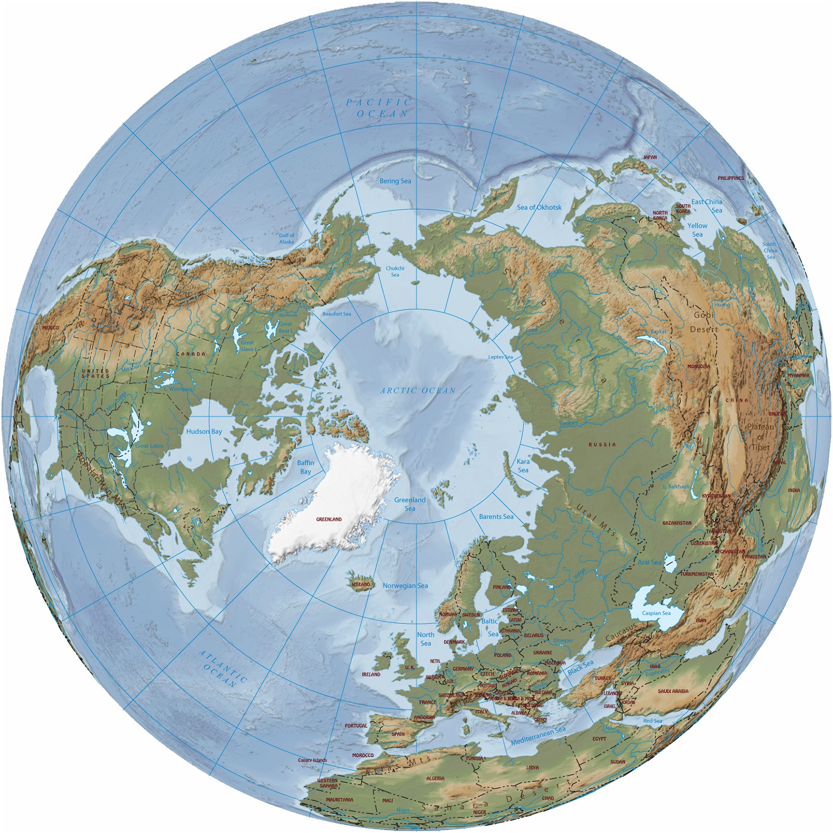 Северный Ледовитый океан на глобусе